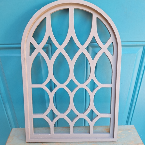 Wooden Arch Wall Hanging Turquoise Teal Arched Wall Decor Window Art Solid Color - Picture 6 of 12
